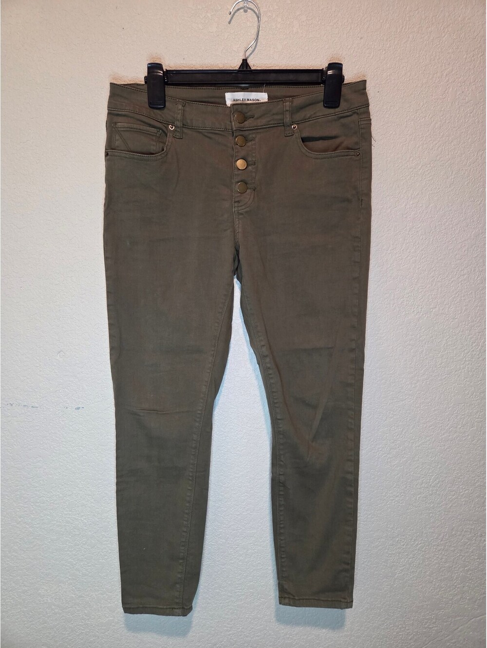 Ashley Mason Olive Green Button Fly Pants Size 13